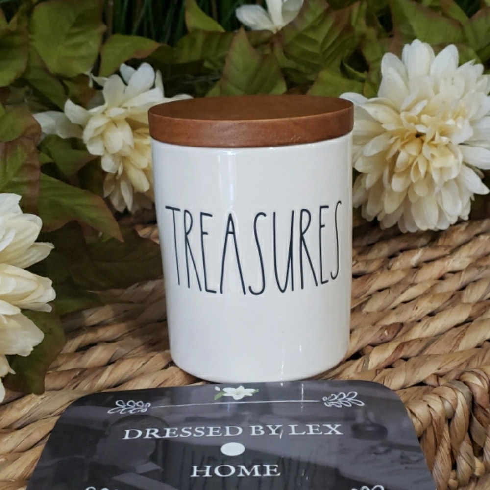 NWT HTF Rae Dunn TREASURES Wood Lid